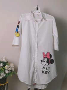 Mickey and Minnie Mouse White Shirt Dress