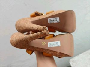 UK 4 New 5 inches Tan Heels &amp; Wedges