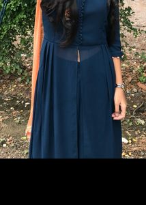 Navy Blue Suit With Orange Dupatta