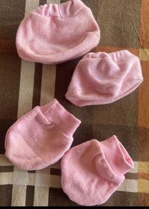 Baby Mittens And Caps Combo
