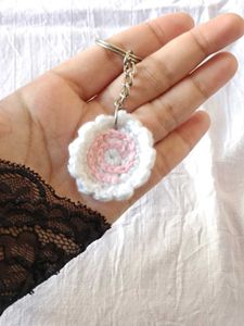 Fish Cake Crochet Keychain