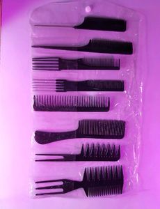 Set of 8 Pcs Multipurpose Salon HairStyling Hairdressing Barber Combs Professional Comb Kit (Black)