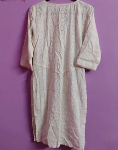 White Chickenkari Kurti