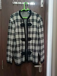 Vintage Plaid Knit Cardigan