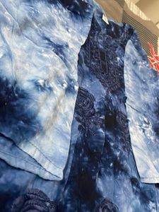 Blue Tie-Dye Embroidered Kurta