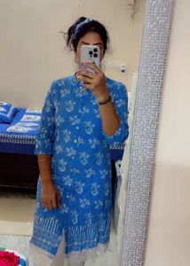 Blue Floral Print Mini Dress
