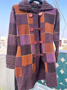 Patchwork Knit Coat