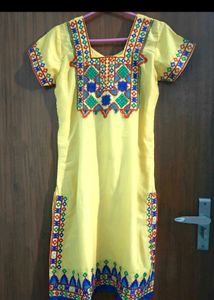 Embroidered Yellow Kurta