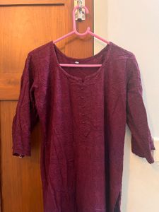 Grape Wine Embroidered Kurta – XS/S