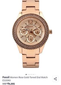 Authentic Fossil Rose Gold Watch with Crystals