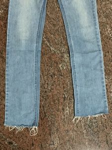 Light Wash Raw Hem Jeans