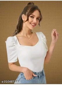 White Puff Sleeve Top