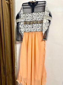 Designer Peach Dress Set With Embroidery Work