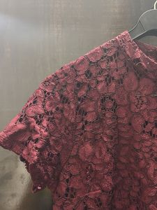 Burgundy Lace Tiered Mini Dress