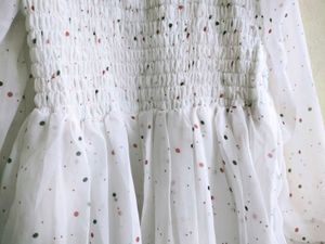 Sheer Polka Dot Puff Sleeve Dress