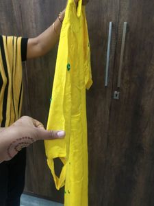 Yellow And Green Color Kurta Set Without Dupatta