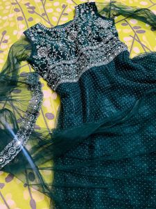 Beautiful Party Wear Green Gown