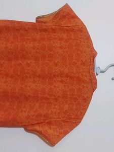 Dark Peach Coloured Kurta With Long Shrug