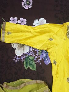 Yellow Kurti With Heavy Work
