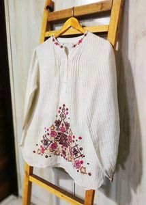 Embroidered Striped cotton Top size-40