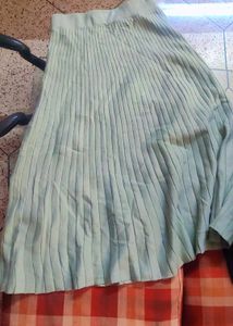 Light Green Long Woollen Skirt