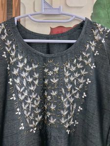 Embroidered Grey Kurta