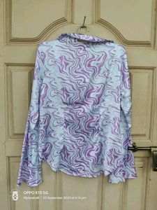Purple Swirl Print Button-Up