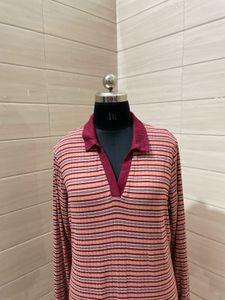 NEXT Oversized shirt Striped Long Sleeve Dress