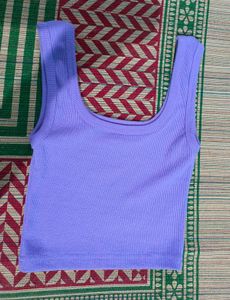Lavender Ribbed Crop Tank Top