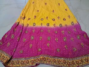 Vibrant Yellow &amp; Pink Embroidered Lehenga Choli Se