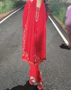 Elegant Red Embroidered Kurta Set