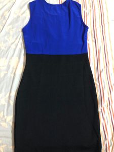 Straight Fit Blue Knee Length Dress