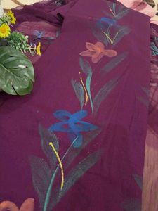 Purple Unstiched  Hand Paint Suit