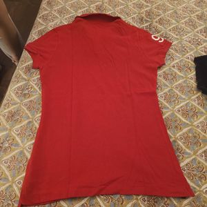 Woodland Red Polo T-Shirt with embroidery detail