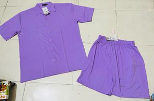 Purple Shirt & Shorts Set Men Woman Both