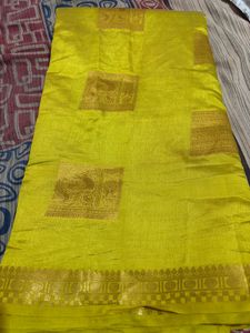 Yellow Saree with Gold Blouse
