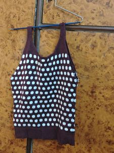 Maroon Polka Woolen Tank Top