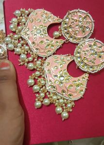 Peach Kundan Jhale( Earrings)