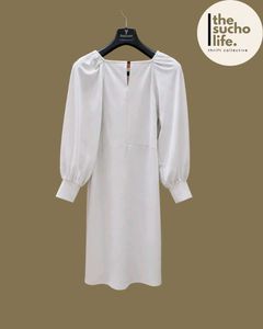 Elegant White Puff Sleeve Dress for Women