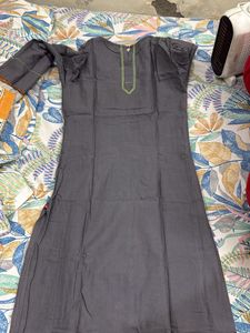 Gray Graphic Print Kurta Dress