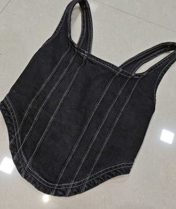 Black Denim Corset Top xs to s size