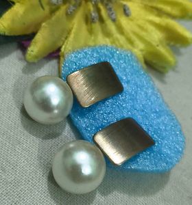 Pearl Drop Earrings with Gold Accents
