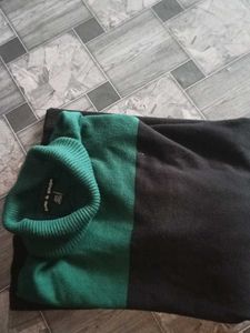 Two-Tone Turtleneck Sweater