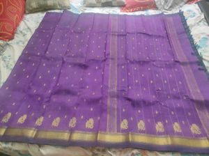 Purple And Green Dual Tone Silk Saree