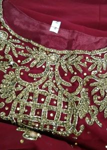 Maroon &amp; Gold Embellished Suit