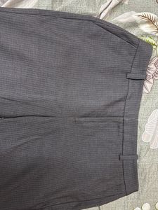 Gray Striped Wide Leg Pants