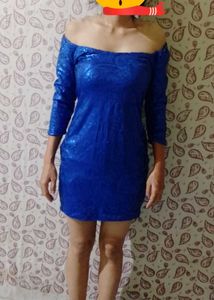 Blue Sequin Party Dress(S/M)