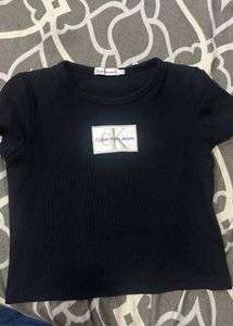 Ck Ribbed Fitted Baby Tee