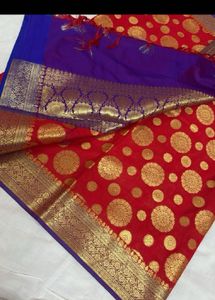 Brand new bright red banarasi dupatta