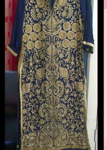 Royal Midnight Blue Embroidered Long Kurta